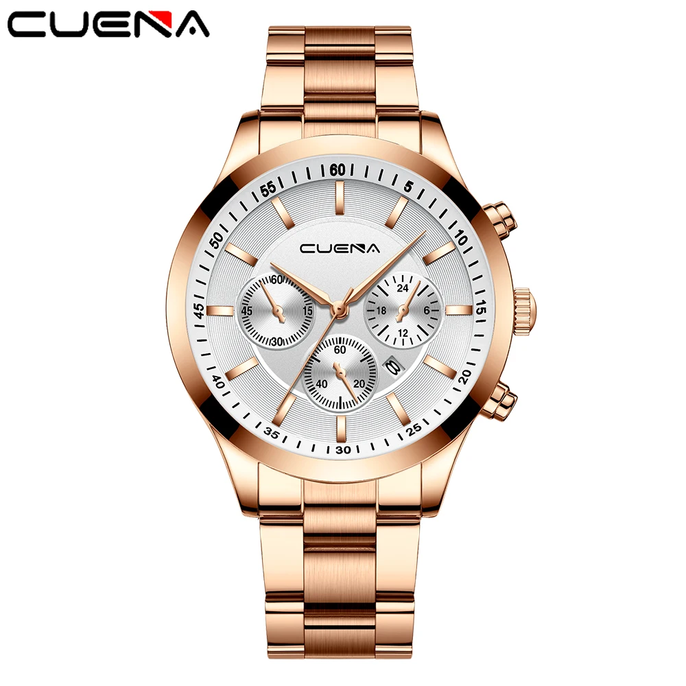 CUENA Top Luxusné Značky Muži Hodinky Quartz Muž Hodiny Design Športové Hodinky Vodotesné Nerezové Náramkové hodinky Reloj Hombre Obrázok 5