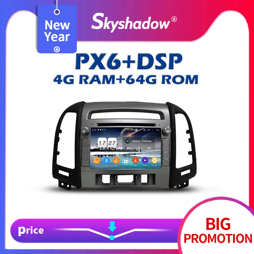 Carplay PX6 Auto DVD Prehrávač DSP IPS Android 10 64 GB + 4 G GPS mapa AHD RDS Rádio, WIFI, Bluetooth 5.0 Pre Hyundai Santa Fe 2005 - 2012 Obrázok 2