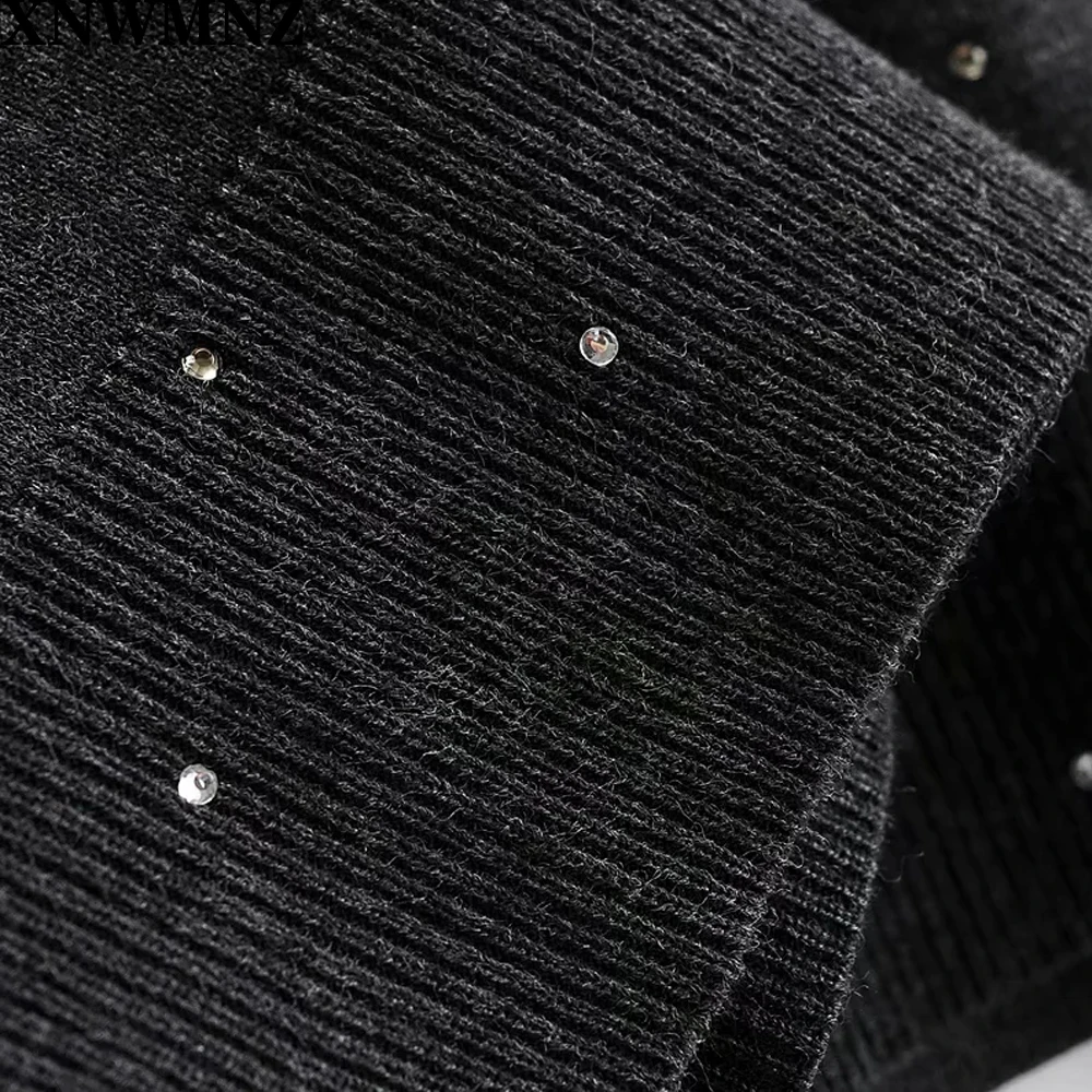 XNWMNZ Za ženy iskrivý pletený sveter Bežné Sveter s okrúhlym výstrihom a dlhými rukávmi. Predstavovať kontrast iskrivý nášivky Obrázok 2