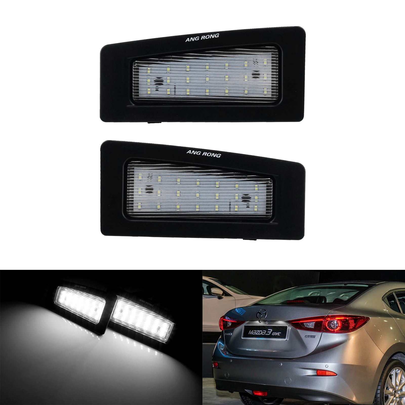 ANGRONG LED Licenčné Číslo Doska Biele Svetlo Pre Mazda3 Axela BM/BN 13-18 CX-3 2016-up Obrázok 2