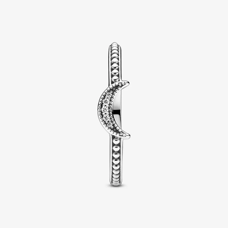2020 Nové Zimné 925 Sterling Silver Ring Polmesiacom Korálkové Krúžok Žien Zapojenie Výročie Šperky Obrázok 0
