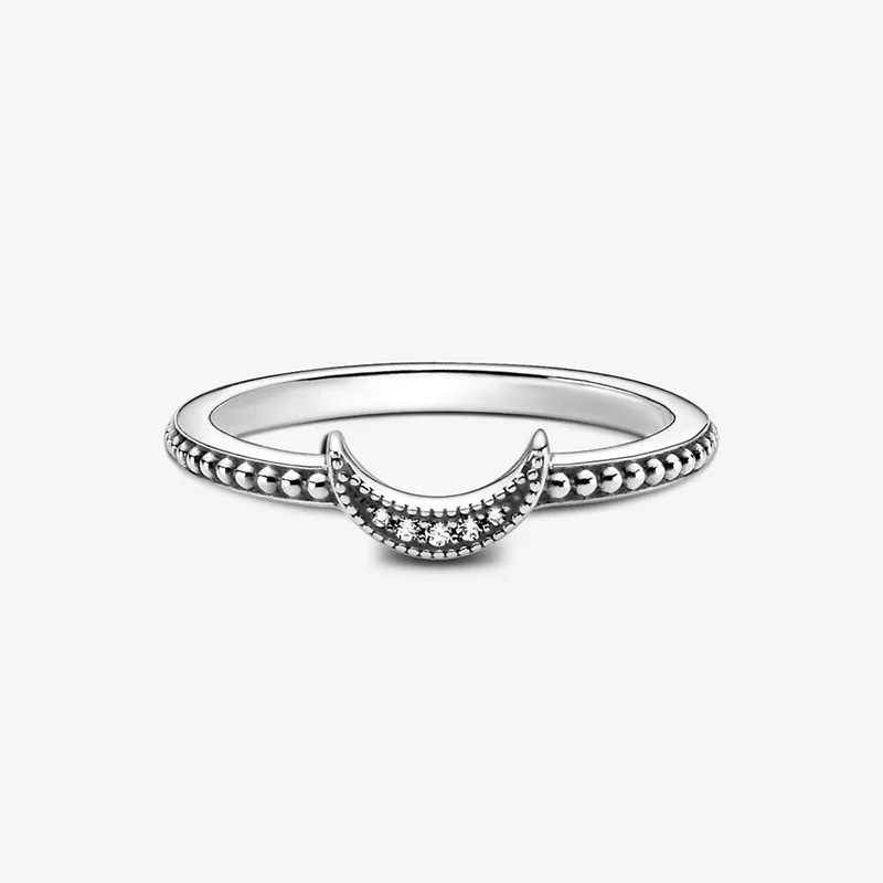 2020 Nové Zimné 925 Sterling Silver Ring Polmesiacom Korálkové Krúžok Žien Zapojenie Výročie Šperky Obrázok 1