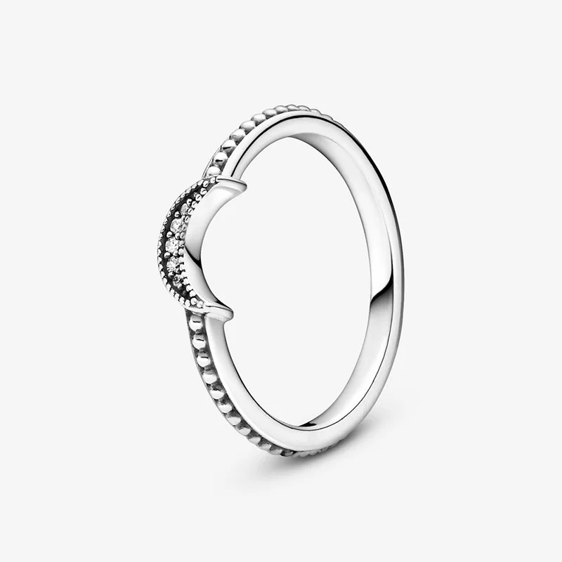 2020 Nové Zimné 925 Sterling Silver Ring Polmesiacom Korálkové Krúžok Žien Zapojenie Výročie Šperky Obrázok 2