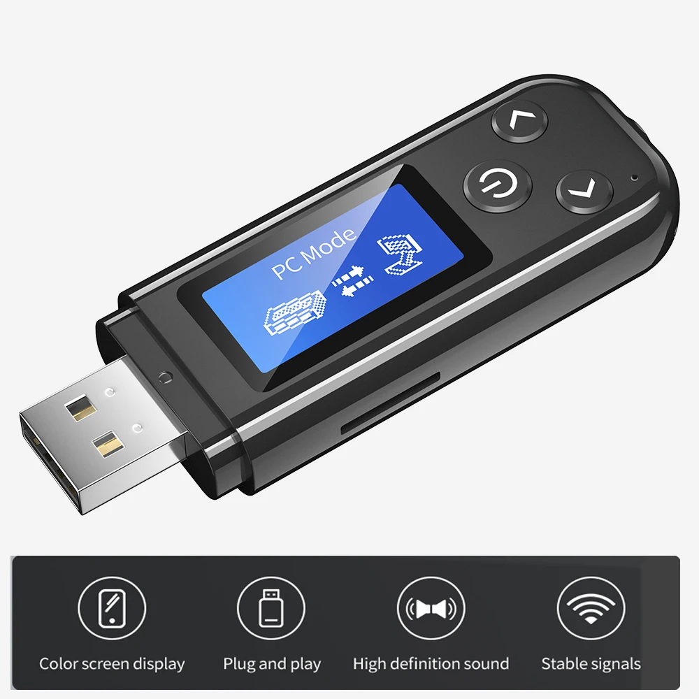 Bluetooth 5.0 Prijímač Vysielač LCD Displej USB Bezdrôtový Adaptér Pre PC, Počítač, Auto Reproduktor, Podpora TF Kariet Audio Prijímač Obrázok 1