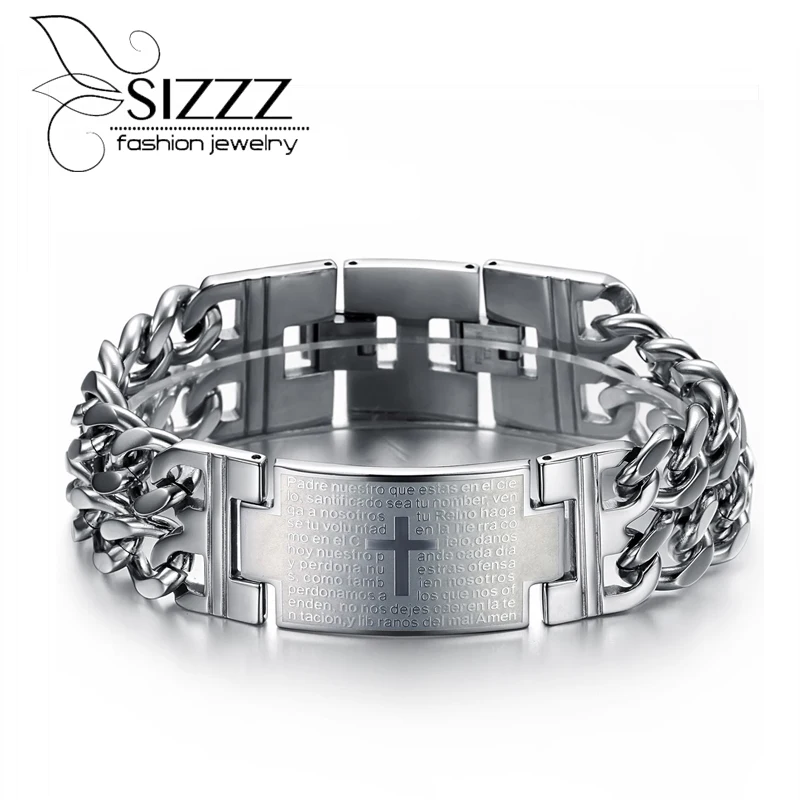 SIZZZ 21 cm dlhé 22.5 mm široký nové šperky cena na priame nehrdzavejúcej ocele kríž Náramok&Prívesky pre mužov Obrázok 2