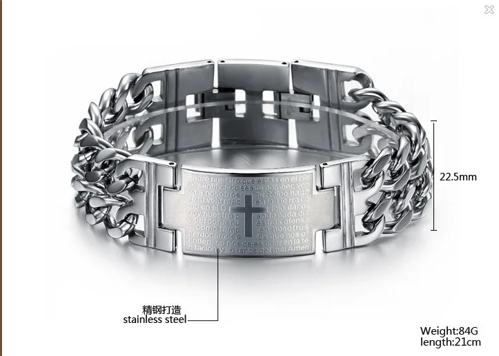 SIZZZ 21 cm dlhé 22.5 mm široký nové šperky cena na priame nehrdzavejúcej ocele kríž Náramok&Prívesky pre mužov Obrázok 3