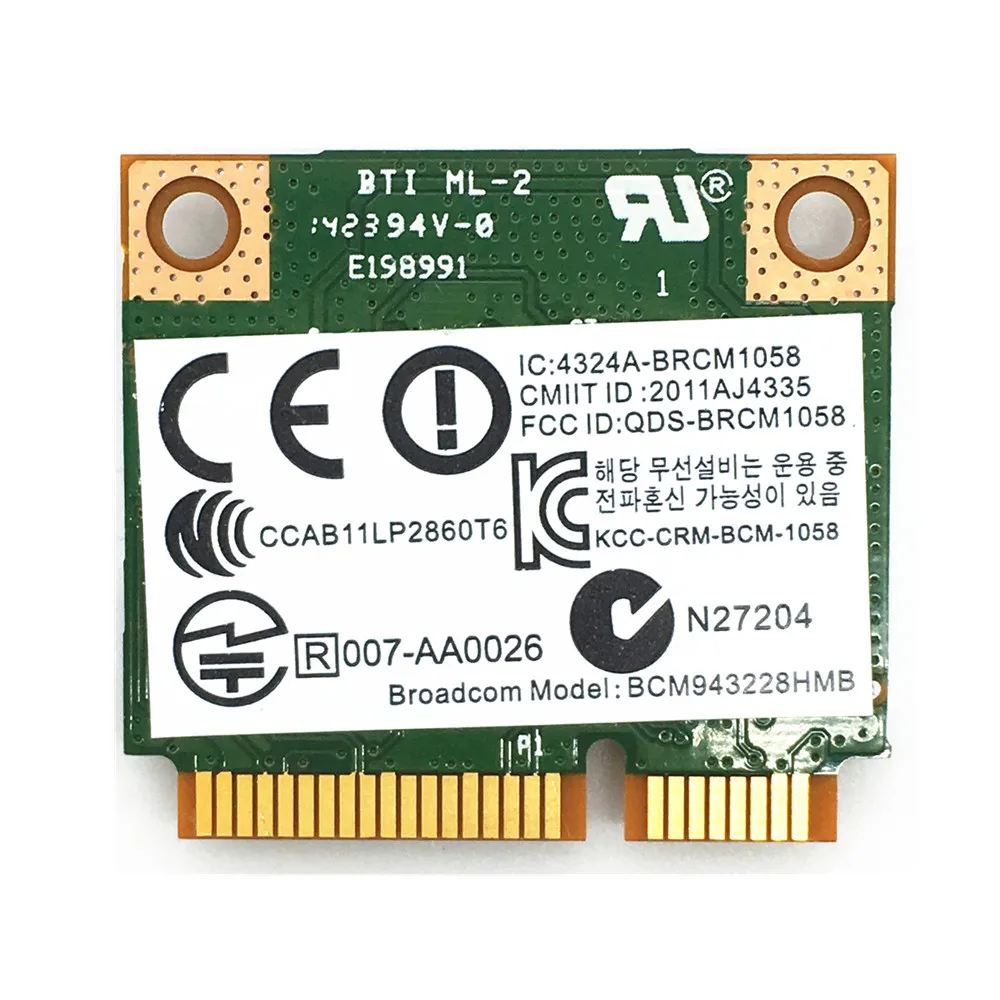 Broadcom BCM943228HMB BCM43228 Half Mini PCI-e Wlan BT Bezdrôtové Bluetooth 4.0 Karty 300M pre 210 G1/820 G1 Obrázok 1