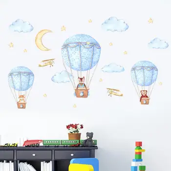 Teplovzdušný balón pozadí nálepka pre deti škôlky izby pozadí dekorácie art nástenné obtlačky cartoon nálepky